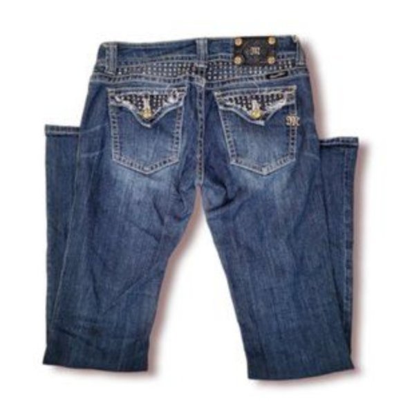 Miss Me Jp5057-3 Women's Gold Color Studs Embroidered Bootcut Leg Jeans Size 29 - Picture 4 of 5